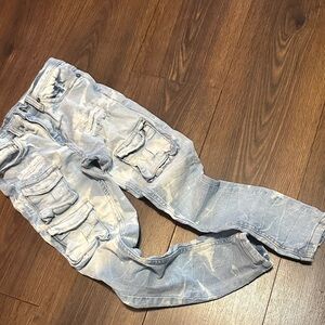 Light Wash Cargo Jeans Boy’s Pants - Light Blue